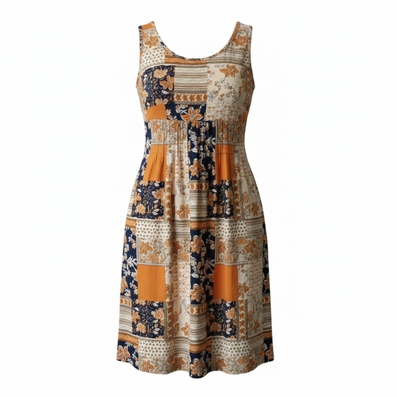 Emery Rose Dresses & Skirts - Emery Rose Sleeveless Patchwork Floral Midi Dress